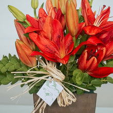 Load image into Gallery viewer, Red Lilies Vase Arrangement